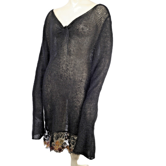 Vintage Marie Louise Angora Sheer Sweater Maxi Skirt Set Avant Garde Size 44 - Picture 13 of 16